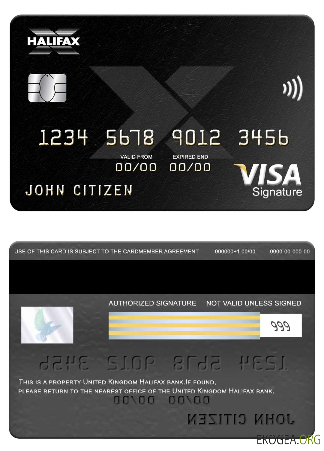 Carte de signature de visa bancaire d'Halifax au Royaume Uni
